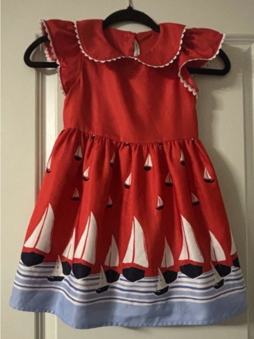 Janie and Jack Red Sailboat Border-Print Dress